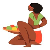 africano donna Tenere vassoi con cibo, vettore