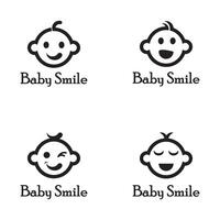 carino contento bambino viso Sorridi logo modello vettore