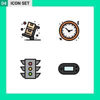 4 creativo icone moderno segni e simboli di informatica Lunedi orologio shopping orologio traffico modificabile vettore design elementi