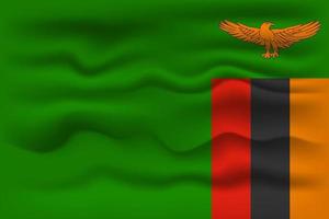 agitando bandiera di il nazione Zambia. vettore illustrazione.