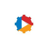 giocare icona con video Ingranaggio logo vettore
