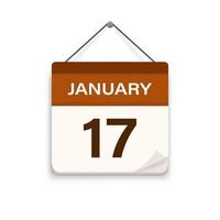 gennaio 17, calendario icona con ombra. giorno, mese. incontro appuntamento volta. evento programma Data. piatto vettore illustrazione.
