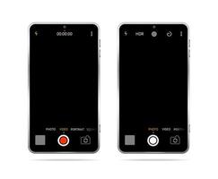 realistico dettagliato 3d smartphone con telecamera applicazione. vettore