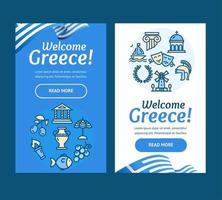 Grecia bandiera verticale impostato con colore schema icone. vettore