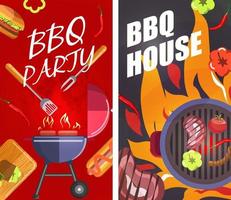 bbq festa Casa, grigliate carne e bistecche bandiera vettore