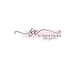 iniziale sx bellezza monogramma e elegante logo disegno, grafia logo di iniziale firma, nozze, moda, floreale e botanico con creativo modello. vettore