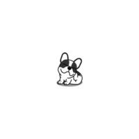 carino francese bulldog cucciolo graffiare cartone animato, vettore illustrazione