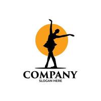 silhouette di balletto o danza logo design modello vettore