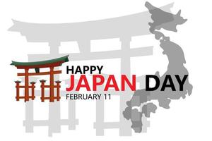 nazionale fondazione giorno design con famoso giapponese Giappone bandiera bandiera con rosso bianca vettore