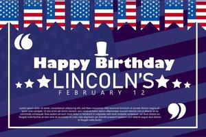 contento di lincoln compleanno febbraio 12, contento presidenti giorno nel unito stati. di Washington compleanno. federale vacanza nel America. celebre nel febbraio. manifesto, bandiera e sfondo vettore