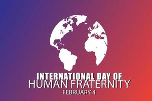 internazionale giorno di umano fraternità. febbraio 4. vacanza concetto. adatto per bandiera vettore