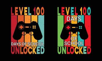 livello 100 giorni di scuola sbloccato t camicia design.gaming camicia gruppi.