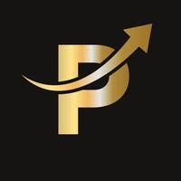 finanza logo su p lettera concetto. marketing e finanziario attività commerciale logo vettore