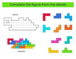 puzzle gioco con tartaruga. colorato dettagli per bambini. completare figura. formazione scolastica gioco per bambini, prescolastico foglio di lavoro attività. puzzle gioco. vettore illustrazione.