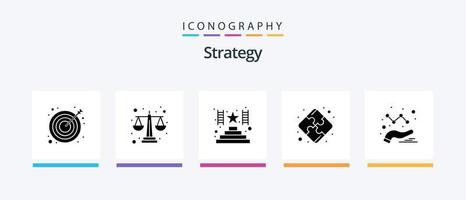 strategia glifo 5 icona imballare Compreso . dati. salita. analitica. strategia. creativo icone design vettore