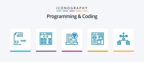 programmazione e codifica blu 5 icona imballare Compreso codifica. app. sviluppo. sviluppare. codice. creativo icone design vettore