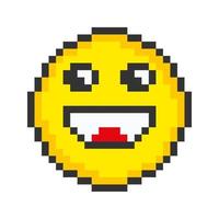 sorridente viso icona. pixel arte emoticon. vettore illustrazione.