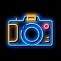 telecamera neon splendore icona illustrazione vettore