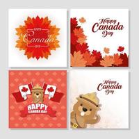 felice giorno del canada celebrazione banner set vettore