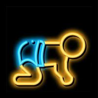 bambino strisciante neon splendore icona illustrazione vettore