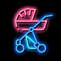 bambino carrozza neon splendore icona illustrazione vettore