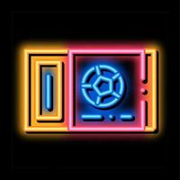 biglietto su calcio gioco neon splendore icona illustrazione vettore