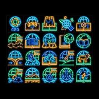 geografia formazione scolastica neon splendore icona illustrazione vettore