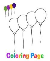 colorazione pagina con palloncini per bambini vettore