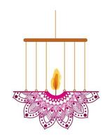 mandala di colore rosa con una candela vettore