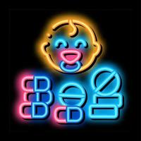 bambino cura pillole neon splendore icona illustrazione vettore