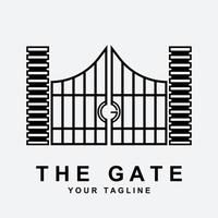 antico cancello o Vintage ▾ cancello logo vettore illustrazione design