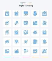 creativo digitale marketing 25 blu icona imballare come come rete. seo. dati. ricerca. veloce vettore