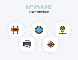 utente interfaccia linea pieno icona imballare 5 icona design. dati. utente. potenza. no. attraversare vettore