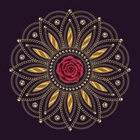 lusso mandala con d'oro Catene, perline, cremisi rosa nel il centro. Arabo islamico est stile. decorativo creativo mandala per Stampa, manifesto, coperchio, opuscolo, volantino, bandiera vettore