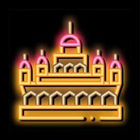 Masjid Giacomo moschea neon splendore icona illustrazione vettore