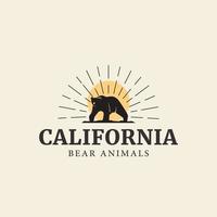 California orso Vintage ▾ tipografia logo con tramonto vettore design