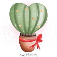 acquerello carino cuore cactus nel pentola, cactus di amore, San Valentino elemento vettore