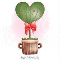 acquerello carino cuore cactus nel pentola, cactus di amore, San Valentino elemento vettore