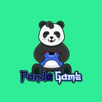 carino panda Tenere telecomando da gioco. gioco panda. panda mascotte. logo Giochi. vettore