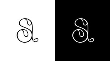moda logo monogramma un' lettera iniziale nero e bianca icona illustrazione stile disegni modelli vettore