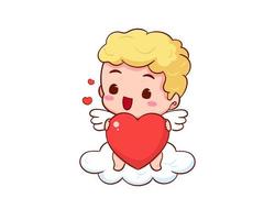 carino adorabile Cupido cartone animato carattere. amur bambini, poco angeli o Dio Eros. san valentino giorno concetto design. adorabile angelo nel amore. kawaii chibi vettore carattere. isolato bianca sfondo.