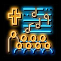 Chiesa coro neon splendore icona illustrazione vettore