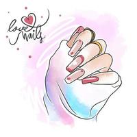 Chiodi nel amore, manoscritto Citazione, bellissimo rosa Chiodi disegno, vacanza manicure vettore