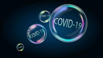 covid-19 coronavirus è un' gonfio problema nel il sapone bolla. falso notizia volontà scoppiare presto e distrutto. vettore eps10.