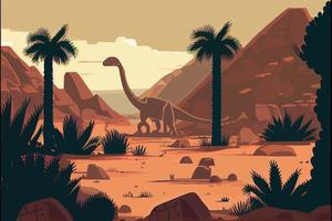 dinosauro sfondo astratto paesaggio illustrazione vettore grafico cartone animato stile
