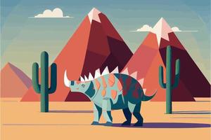 dinosauro sfondo astratto paesaggio illustrazione vettore grafico cartone animato stile