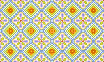 etnico astratto sfondo carino pastello verde blu fiore geometrico tribale popolare motivo Arabo orientale nativo modello tradizionale design tappeto sfondo capi di abbigliamento tessuto involucro Stampa batik popolare vettore