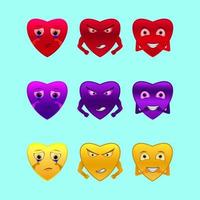 illustrazione di amore nel vario espressioni. cuore emoji vettore