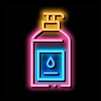 liquido sapone bottiglia neon splendore icona illustrazione vettore