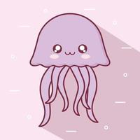 kawaii meduse animali cartoon design vettore